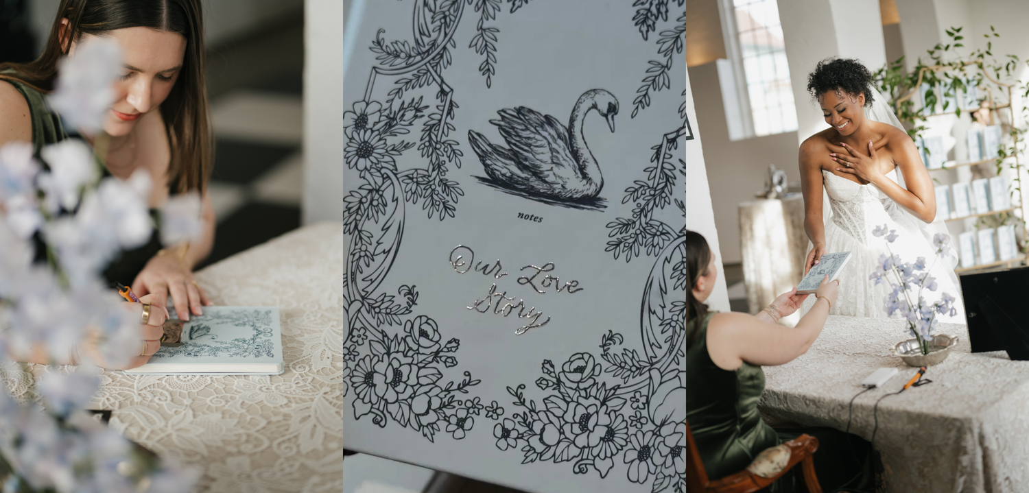 Hot foiled journals for wedding on site personalization with Paxton Dawson Creative Co in Kansas City