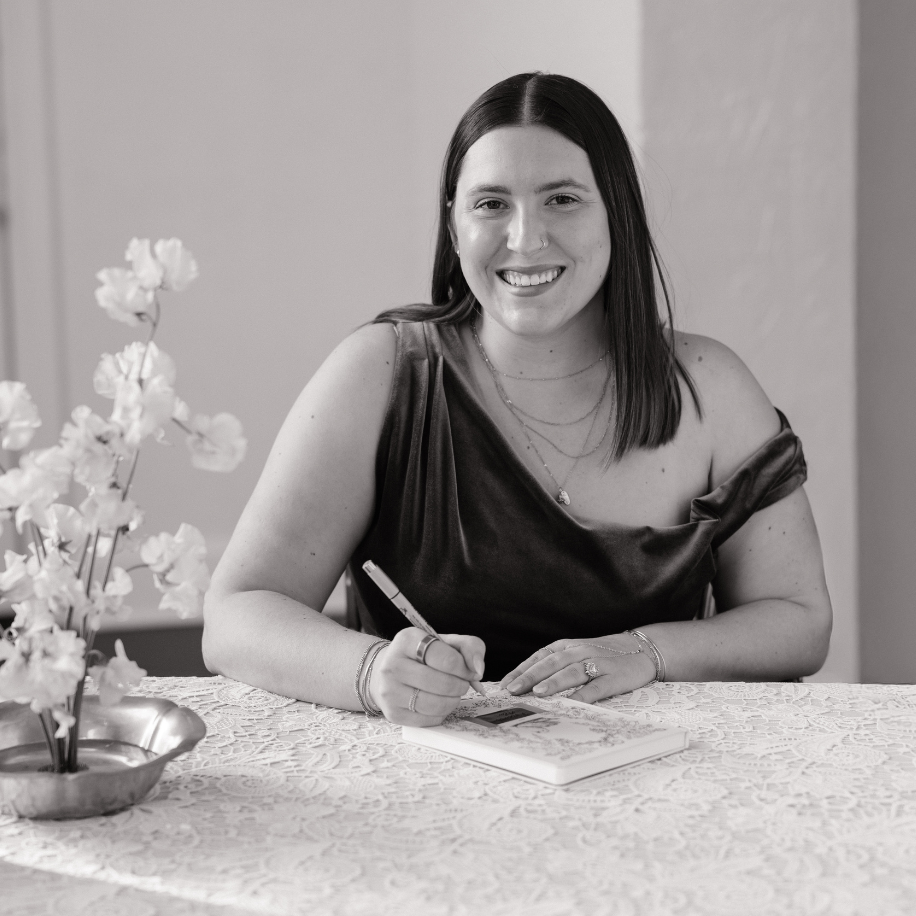 Paxton Dawson hot foiling a leather journal live at La Villa KC Kansas City wedding editorial