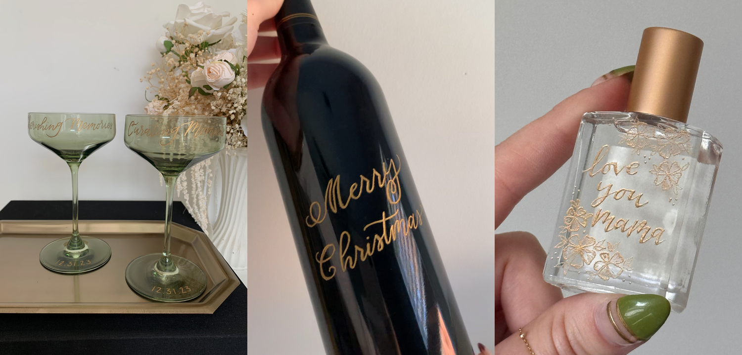 hand engraving on glass products as personalized gift keepsakes