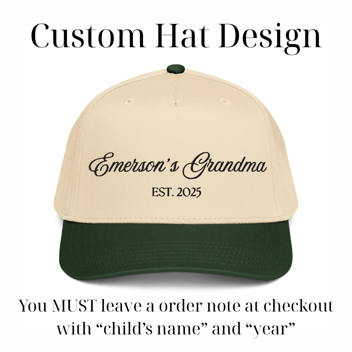 CUSTOM Grandma Canvas Hat
