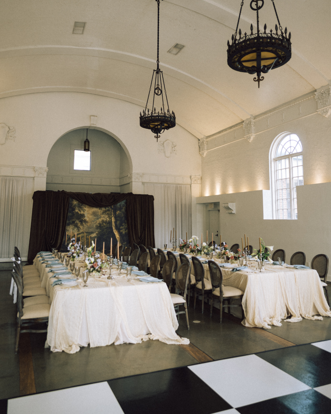 Romantic whimsical tablescape at La Villa KC Kansas City wedding inspiration editorial