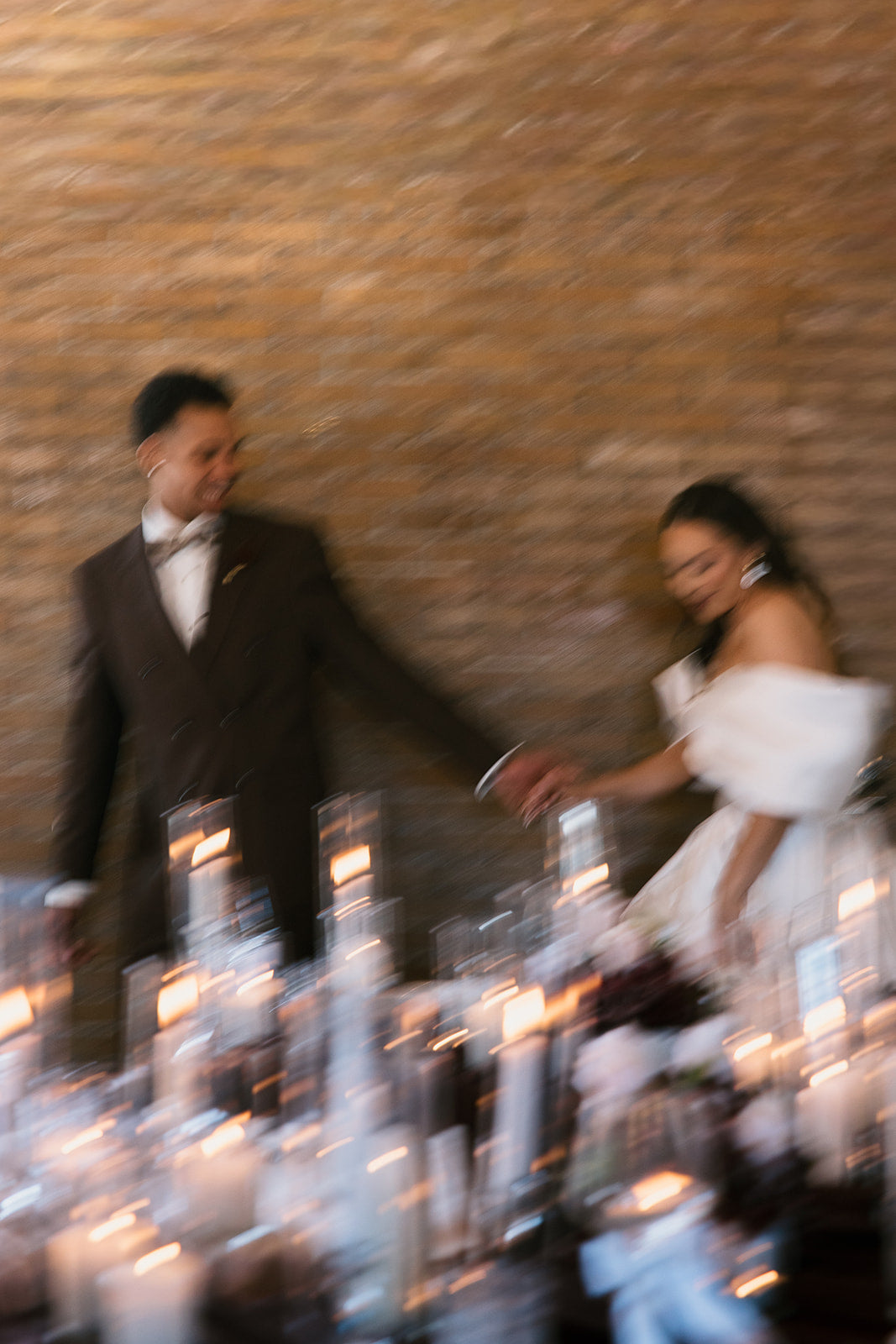 Romantic wedding reception styling at The Firehouse KC — blush pink and chocolate brown Kansas City