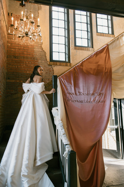 Custom linen fabric welcome sign handcrafted in Kansas City