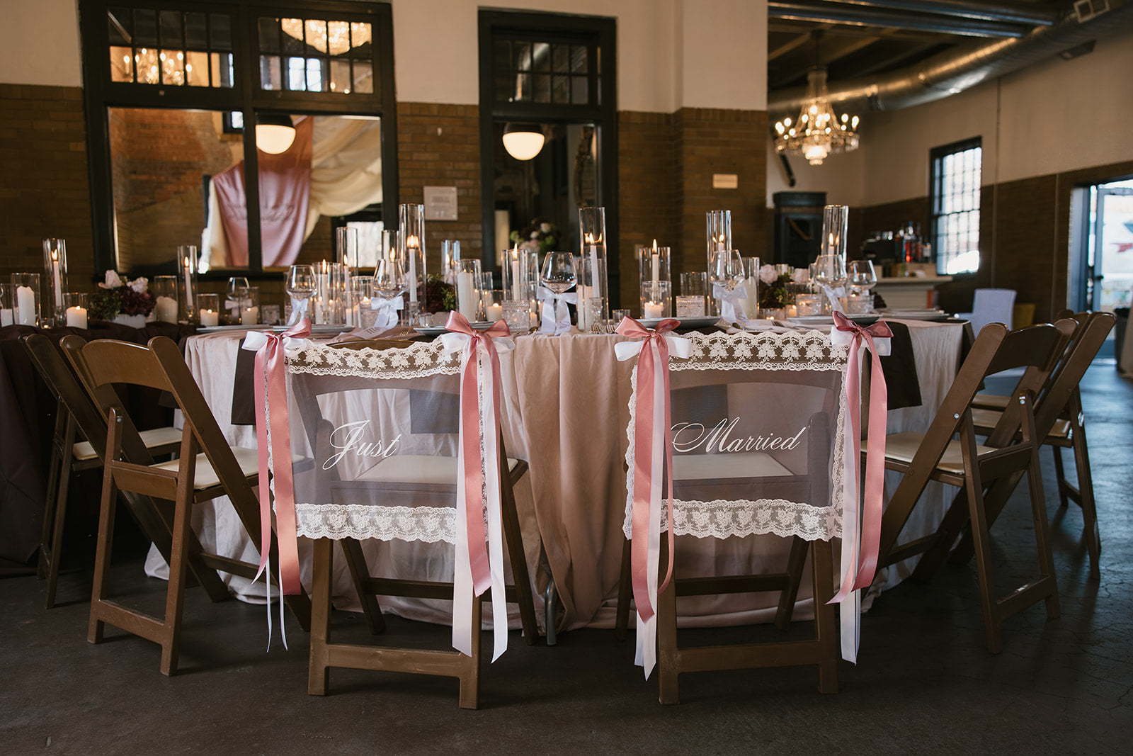 Just Married fabric chair signs wedding in Kansas city
